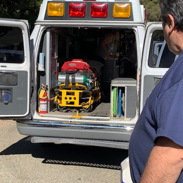 EMS equipment inside ambulance