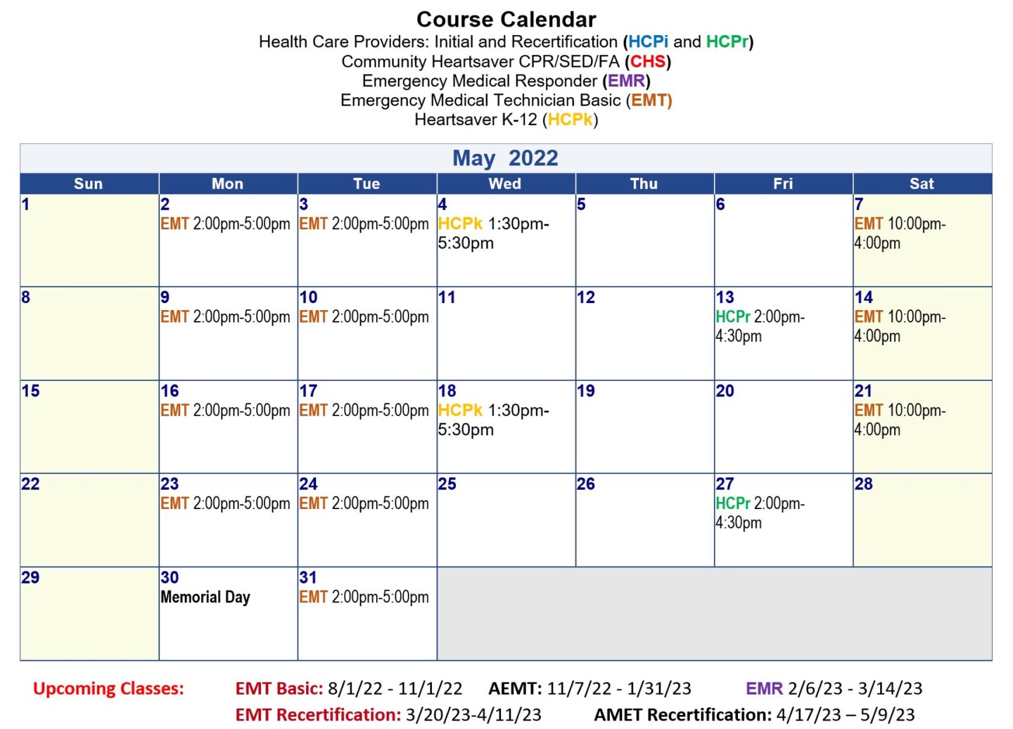 Sierra County May Calendar 2022 Updated