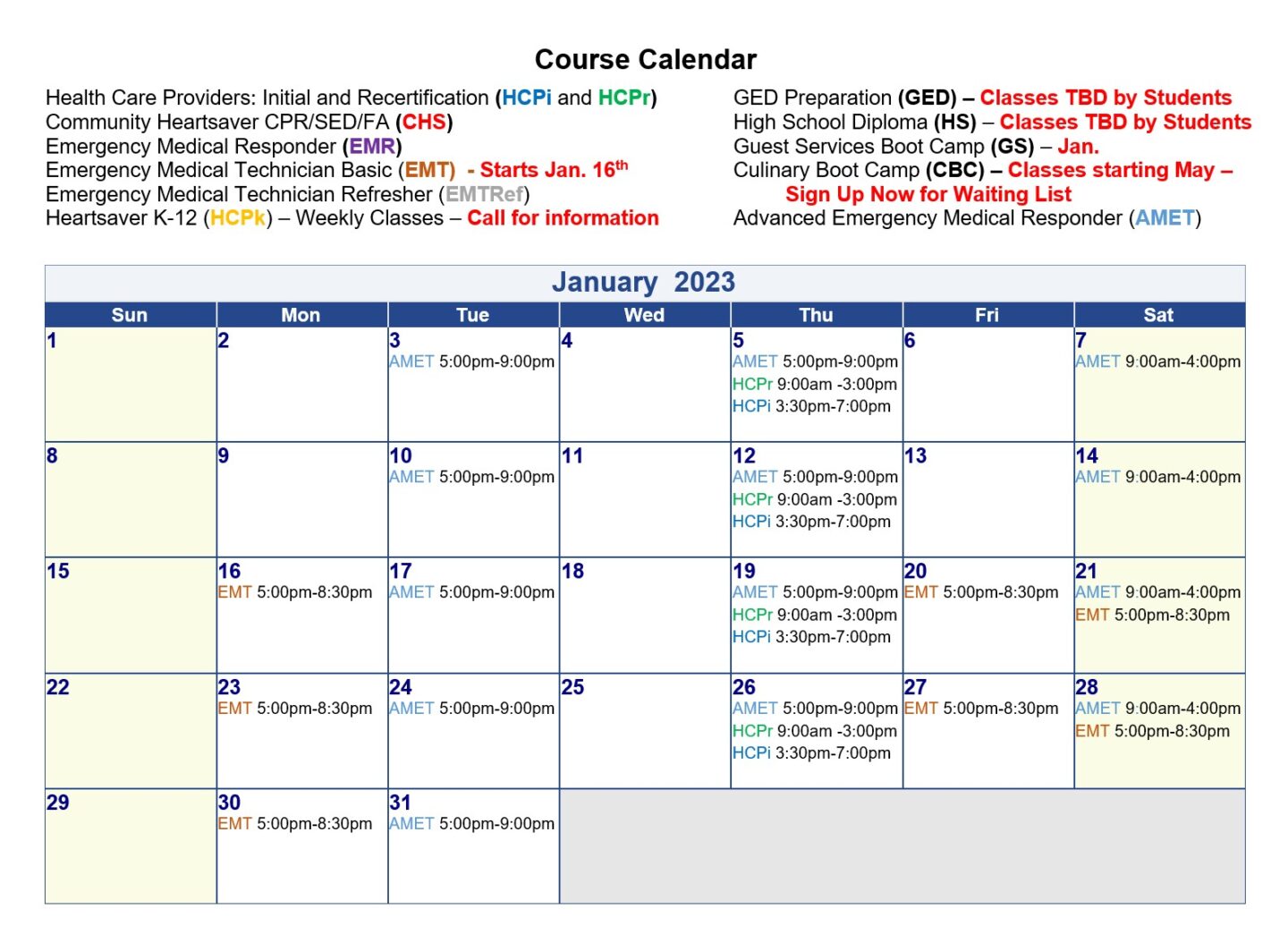 January Calendar 2023