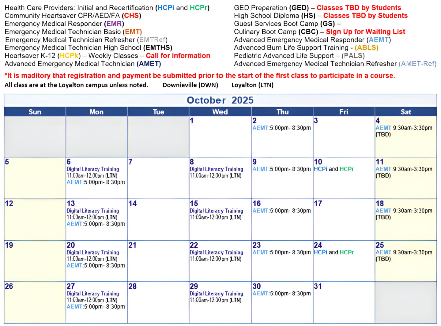 October 2025 Calendar